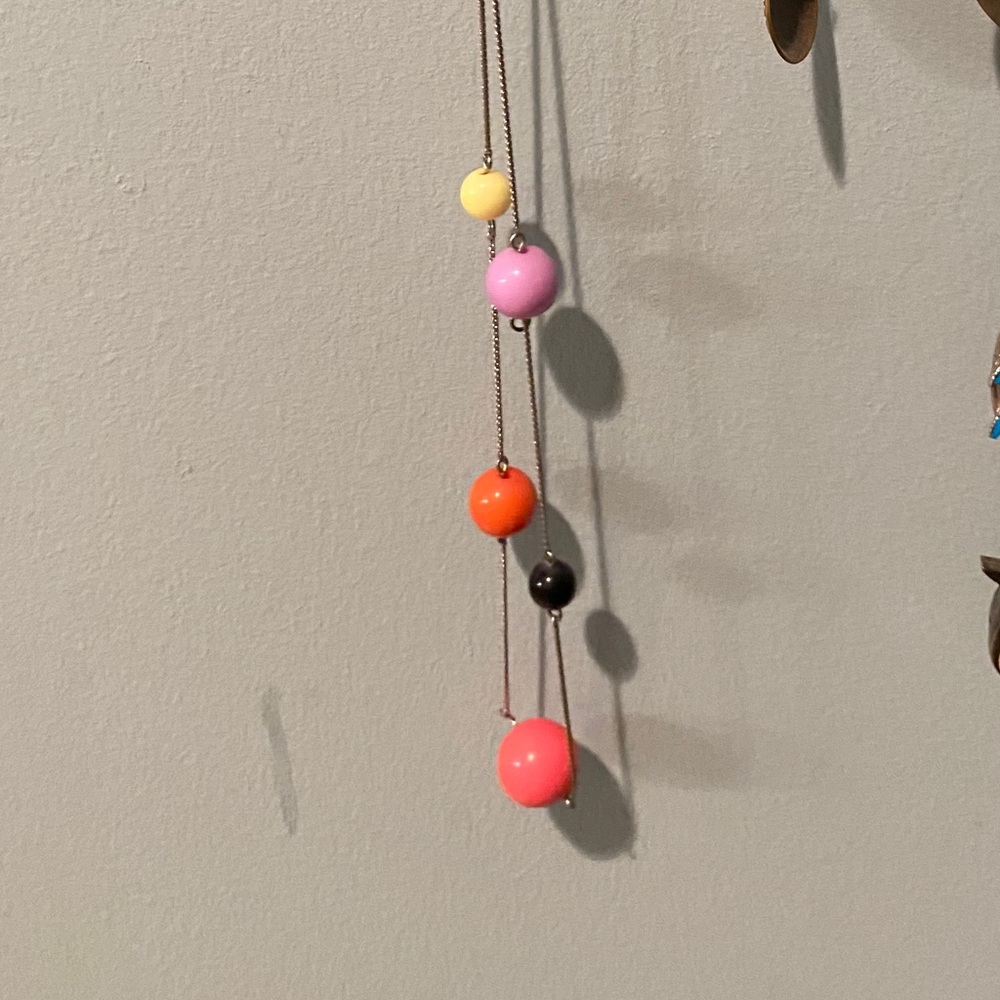 Long Silver and Multicolored Bead Necklace